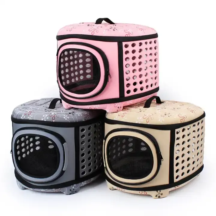 Portátil Airline Durável Plástico Pet Travel Carrier Pet Transport Box Para Pequenos Animais