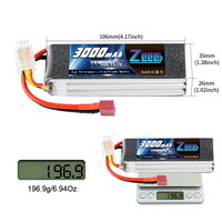 Zeee-batterie LiPo 3S, 50c, 11.1V, 3000mAh, avec boîtier souple, avec connecteur Deans, pour avion, quadricoptère, hélicoptère, RC