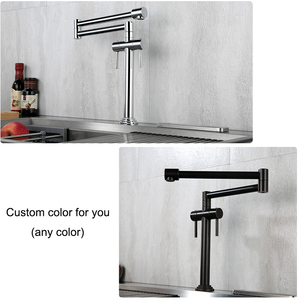 Robinet d'évier de <span class=keywords><strong>cuisine</strong></span> en laiton à double poignée, pont en Arc haut, remplisseur de Pot, robinet de pliable gratuit - Product Image 5