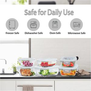 Eco-friendly Borosilicate Glass Bowl Set with Crackle Glaze Heat Resistant Kitchen Canister Lid Bohemian Style Clear Partyware - Product Image 6