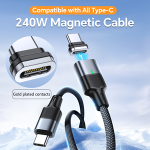 Cable de Carga Magnético Transparente de 60W Pd con Tipo C USB-C, Carga Rápida, Almacenamiento Automático para Computadora - Product Image 5