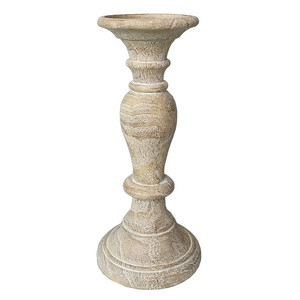 Porte-bougie <span class=keywords><strong>en</strong></span> polyrésine, support de bougie conique de 10 pouces avec effet <span class=keywords><strong>en</strong></span> <span class=keywords><strong>bois</strong></span>, aspect <span class=keywords><strong>tourné</strong></span> pour table - Product Image 3