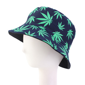 Cappello a Secchiello a Doppio Strato all'Ingrosso, Cappello Estivo da Spiaggia per Donne, Colorato con Motivo a Foglie - Product Image 2