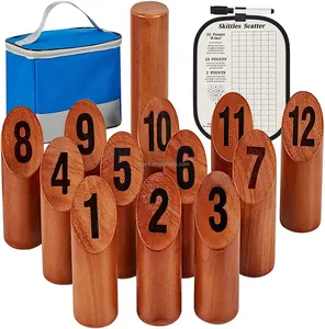 13PCS WOODEN SMITER GAME/MOLKKY GAME Classic Outdoor For Kids Adults Garden Lawn Game