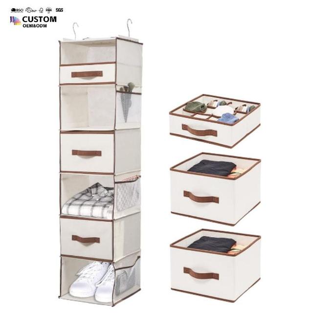 High Quality Custom Foldable Multipurpose Clothing Shoe Hanging Shelves Hanging Closet Organizer with Drawers