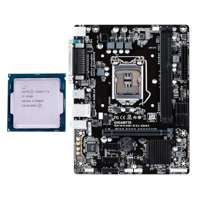 GIGABYTE H110M-S1/DS2 Motherboard Support 1151-pin 6/7th Gen Intel Core I3-6100 I5-6500 I5-7500 I7-7700 Processors CPU Kit
