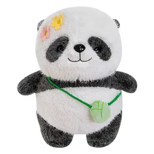 Brinquedo de pelúcia macio de 23cm em tecido de sabre de pérola Panda Huahua, boneco de pelúcia chinês ursinho gordinho para crianças