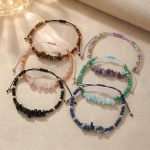 Natural Stone <b>Beaded</b> <b>Bracelet</b> Set Adjustable Colorful Pebble Crystal Jewelry For Women - Product Image 3