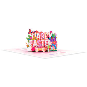 Tarjeta de Felicitación de Pascua 3D al por Mayor, Hecha a Mano, con Papel Troquelado, Barniz Mate, Personalizada, Emergente, para Fiesta de Pascua - Product Image 2