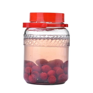 Pot en verre de 1 gallon avec couvercle, large ouverture, couvercles en plastique étanches avec <span class=keywords><strong>bec</strong></span> <span class=keywords><strong>verseur</strong></span>, stockage en vrac d'aliments secs, pot à cornichons, boîte à lait - Product Image 1