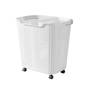 Cesta de Almacenamiento Portátil con Ruedas, Gran Capacidad, Plástico Grueso, Transpirable, Diseño Moderno y Simple para Lavandería - Product Image 4