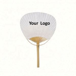 Abanico de Papel Personalizado con Impresión de Logotipo, Abanico de Bambú y Papel Natural para Bodas - Product Image 1