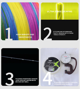 Ligne de pêche tressée YGR MAX 9 brins, 100m, PE, flottante, 5 pièces, anti-morsure, haute résistance pour la pêche au poisson-chat et au bar en lac et en mer - Product Image 3