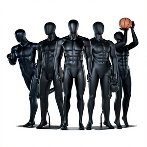 Manichino Nero a Corpo Intero con Testa per Esposizione di Abbigliamento Maschile, Negozi di Abbigliamento, Sport come Basket e Corsa - Product Image 2