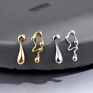 ICEBELA Water Drop Stud Earring Wholesale 925 Sterling Silver Minimalist Asymmetrical Irregular Earrings For Girls