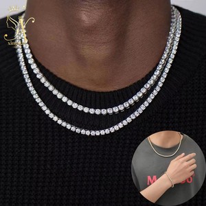 4 मिमी 5a घन ज़िरकोनिया टेनिस लिंक पुरुषों के लिए गोल्ड स्टील का रंग हार - Product Image 2