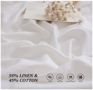 French Linen Duvet Cover Set 3pcs Embroidered Willow <strong>Leaf</strong> 100% Cotton Blend Soft Breathable Luxury <strong>Bedding</strong> (King, Embroi - Product Image 6