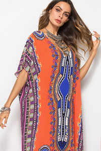 Abito da donna con scollo a V caftano stile Kimono caftani abiti Casual da spiaggia costume da bagno coprire abito lungo lungo floreale - Product Image 5