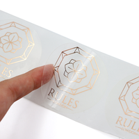 Vente en gros d'étiquettes transparentes d'estampage de feuille d'or étanche avec logo personnalisé étiquette d'emballage en rouleau pour bougie