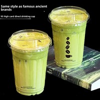 Couvercle de gobelet jetable en PET de 95 mm de diamètre avec paille, personnalisé pour boissons froides, Americano glacé, thé au lait, emballage à emporter, Guangdong