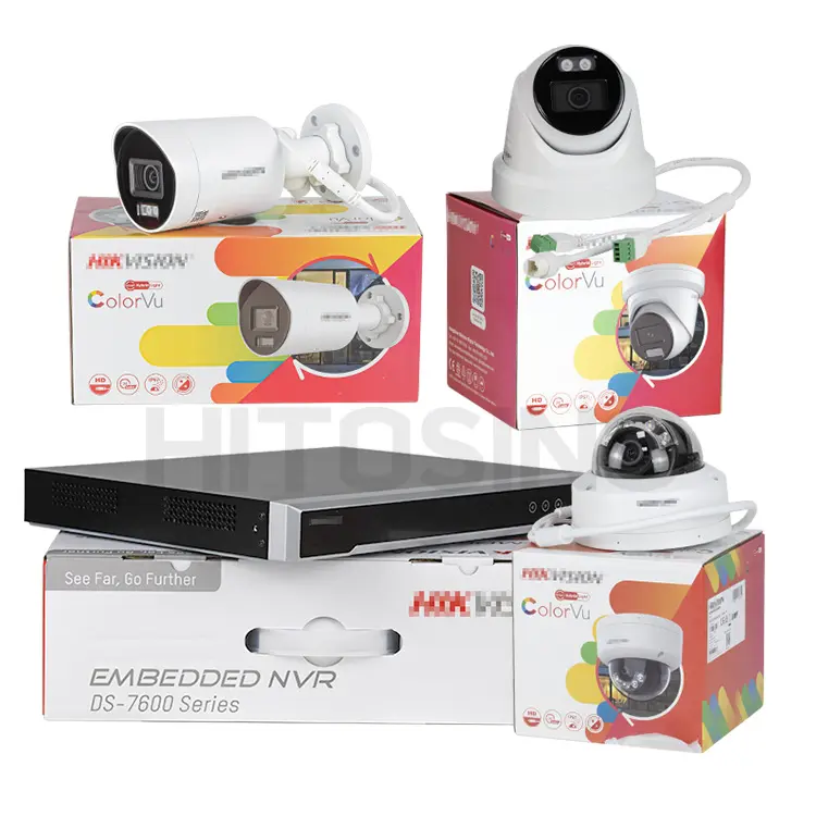 Câmera de IP HIK 4MP 5MP 8MP personalizada OEM inteligente híbrida em cores com torre cúpula bala câmera de rede PoE varifocal motorizada