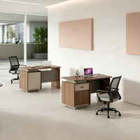 Bureau de direction avec armoire latérale incurvée, panneau à lattes et tiroir pour bureau de direction, vente en gros directe d'usine