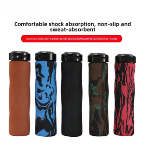 Bicycle Handlebar Grips Mountain Bike Bamboo-Grain Pattern Sponge with One-Sided Lock-On Cycling Handlebar Accessories