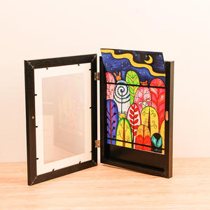 Fuling vente chaude créatif personnalisé à la main boîte d'ombre cadre ouverture enfants œuvre affichage d'image cadre Photo bois - Product Image 3