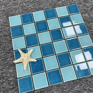 Mosaïque en céramique bleue de couleur mélangée, design économique, carrelage de piscine à vendre - Product Image 3