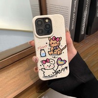 Coques de Téléphone HAPPY Kitten pour iPhone 14Pro 13 12Pro Max 11 Pro, Design Mignon Cartoon, en Silicone TPU Souple, Nouvelle Accessoire Mobile