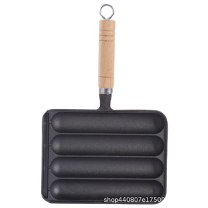 <b>Cast</b> Iron Sausage Grill <b>Pan</b> 4 Compartment Rectangular Non Stick For Baking Starch Sausages Homemade Quail Egg Roasting - Product Image 5