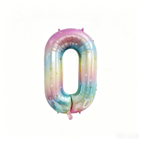 Ballon en aluminium 40 pouces élégant chiffre étoile arc-en-ciel, ensemble de décoration de fête d'anniversaire de luxe, vente en gros