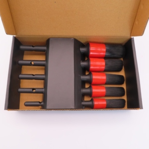 Customized Logo Plastic Handle, 5PCS Soft Bristle Round brush Car Auto Washing Detailing/Cleaning Brush Set