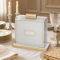 Tasse de lavage Judaica avec poignées dorées-Coupe de Kiddouche Lucite transparente pour le Shabbat juif, la Pâque et la décor