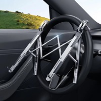 Support portable pour ordinateur portable et tablette, en alliage d'aluminium, réglable sur 5 niveaux, pour volant de voiture, accessoires de voiture