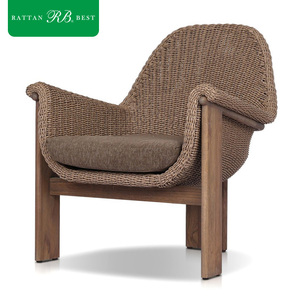 Sillón de Exterior de Ratán con Marco de Madera de Teca Maciza, Estilo Rústico, Lujoso y Moderno, para 6 Personas, para Jardín, Hotel, Patio - Product Image 3