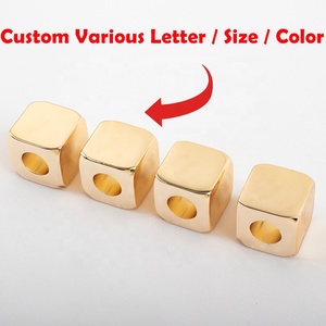 Luxurious Simple Dice Metal Beads Custom <b>Letter</b> Cube for Phone Straps Bags Keychains Pendants OEM - Product Image 3