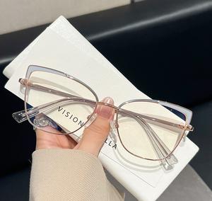 Nouvelles <span class=keywords><strong>lunettes</strong></span> tendance à monture large <span class=keywords><strong>papillon</strong></span>, polyvalentes pour visages carrés et ronds, anti-lumière bleue, pour myopie - Product Image 2