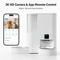 Distributeur automatique de nourriture et fontaine à eau 2-en-1 intelligent avec caméra 2K WiFi, design solide et élégant pour chats et petits chiens
