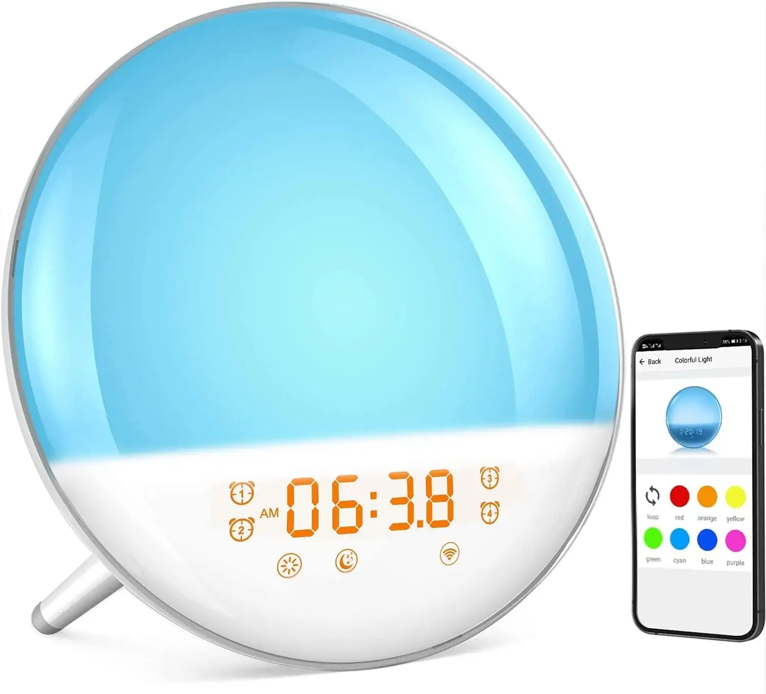 Réveil intelligent au lever du soleil Réveil lumineux pour chambres à coucher, adolescents, gros dormeurs, enfants, aide au sommeil avec radio FM