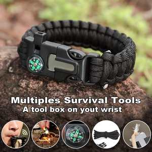 Pulsera de Supervivencia Multifuncional 5 en 1 para Emergencias al Aire Libre con Brújula, Pedernal y Silbato, GZ RTS, Pedido Mixto al por Mayor - Product Image 3