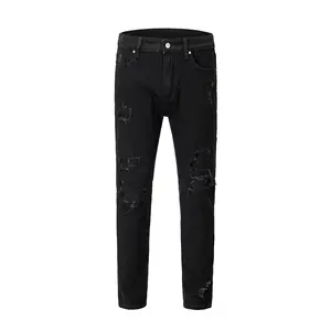 Хай-стрит модные мужские обтягивающие джинсы celana черные брюки рваные kanye west джинсовые джинсы эластичные