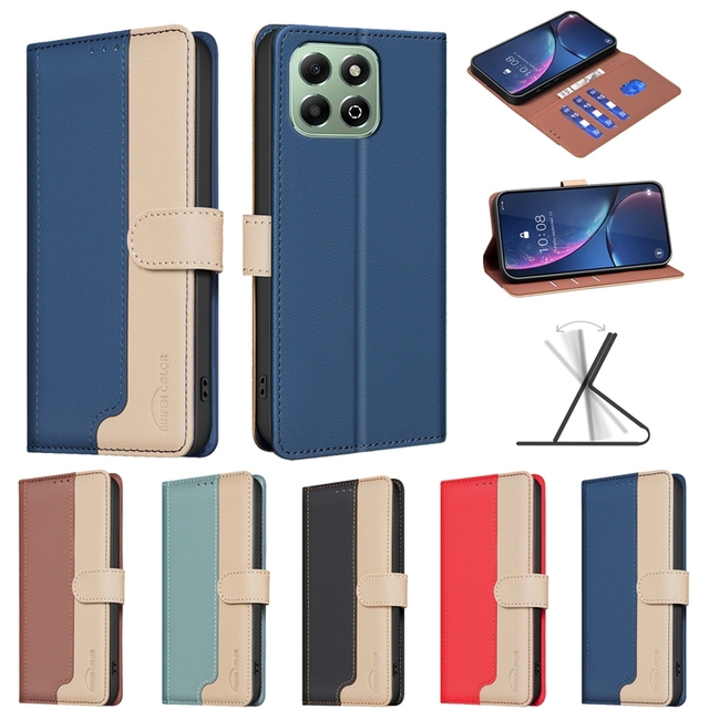 PU Leather Flip Full Cover Protective Cover with Card Slots Wallet Back Cover Case for Huawei Honor X6B X8B X9A Magic5 Lite