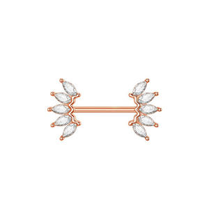 Joyas para <span class=keywords><strong>Piercing</strong></span> de Barra de Pezón de Acero Inoxidable con Diseño de Flor de 5 Circonitas para Compromiso, Boda y Regalo - Product Image 4