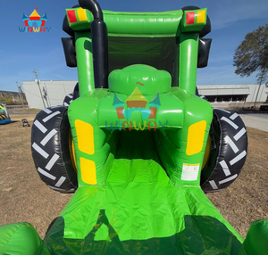 Green Tractor Inflatable Bounce House with <b>Slide</b> - Kids Farm Theme Jumping Castle for Outdoor Party & Backyard Play - Product Image 5