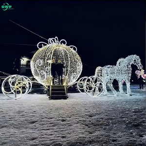 Princesa <span class=keywords><strong>Cenicienta</strong></span> Calabaza Caballo Festival y vacaciones Gigante Boda Carro de caballos 3D Led Motivo Luz - Product Image 1