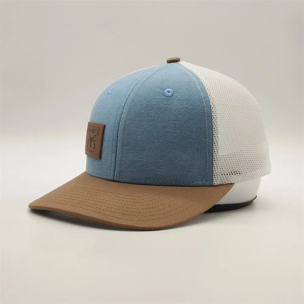 Chapéu vintage de logotipo personalizado, chapéu para caminhoneiros com tampas de couro de algodão