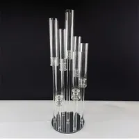 MH-TZ0662 Candélabre de mariage en cristal à 7 branches de 100 cm avec porte-bougie en tube de verre pour la décoration de table de mariage
