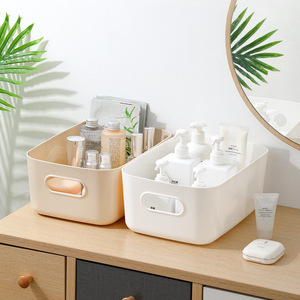 Plastic Storage Bin Rectangle Solid Color No Lid For <b>Desk</b> Cosmetic <b>Toy</b> Organizer - Product Image 2