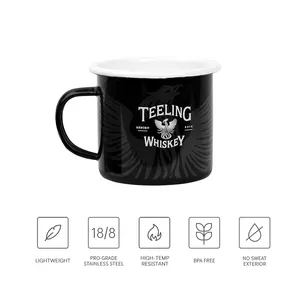 Wholesale 350ml Metal Ceramic Enamel Mug Metal Cup Outdoor Travel Camping Enamel Coffee Mug With Logo